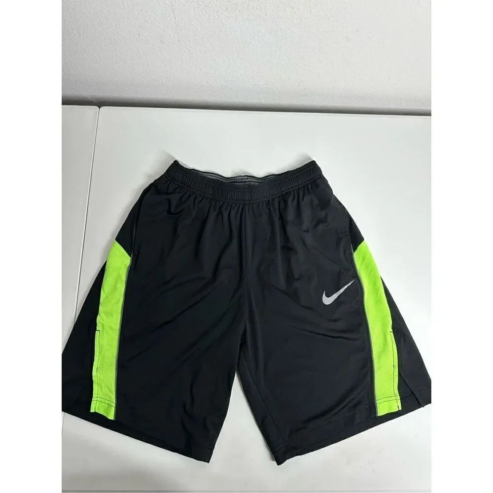 NIKE Dri Fit black with neon trim athletic SHORTS men's Size M